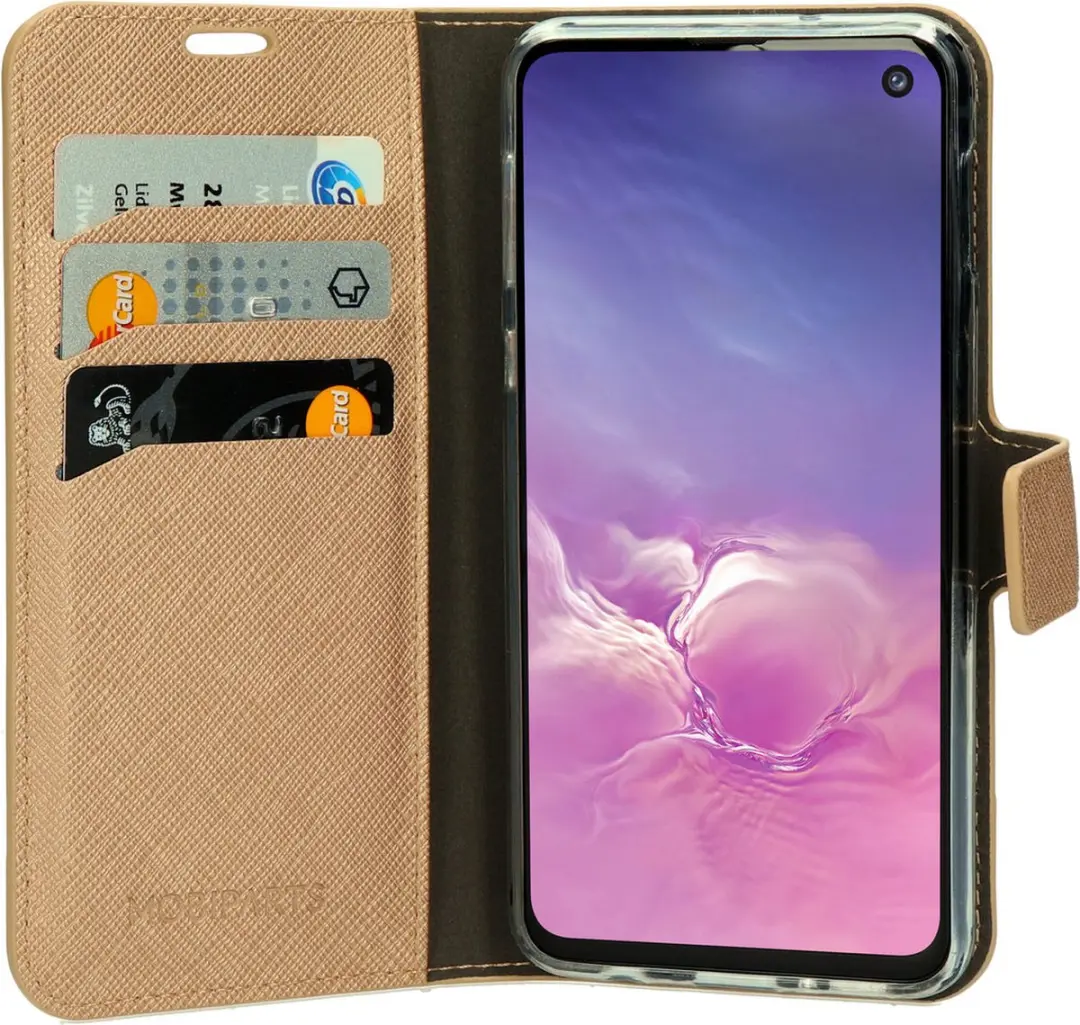 Mobiparts MP-87854 Hoesje Samsung Galaxy S10e - Saffiano - 3 Opbergvakken - Bruin Koper