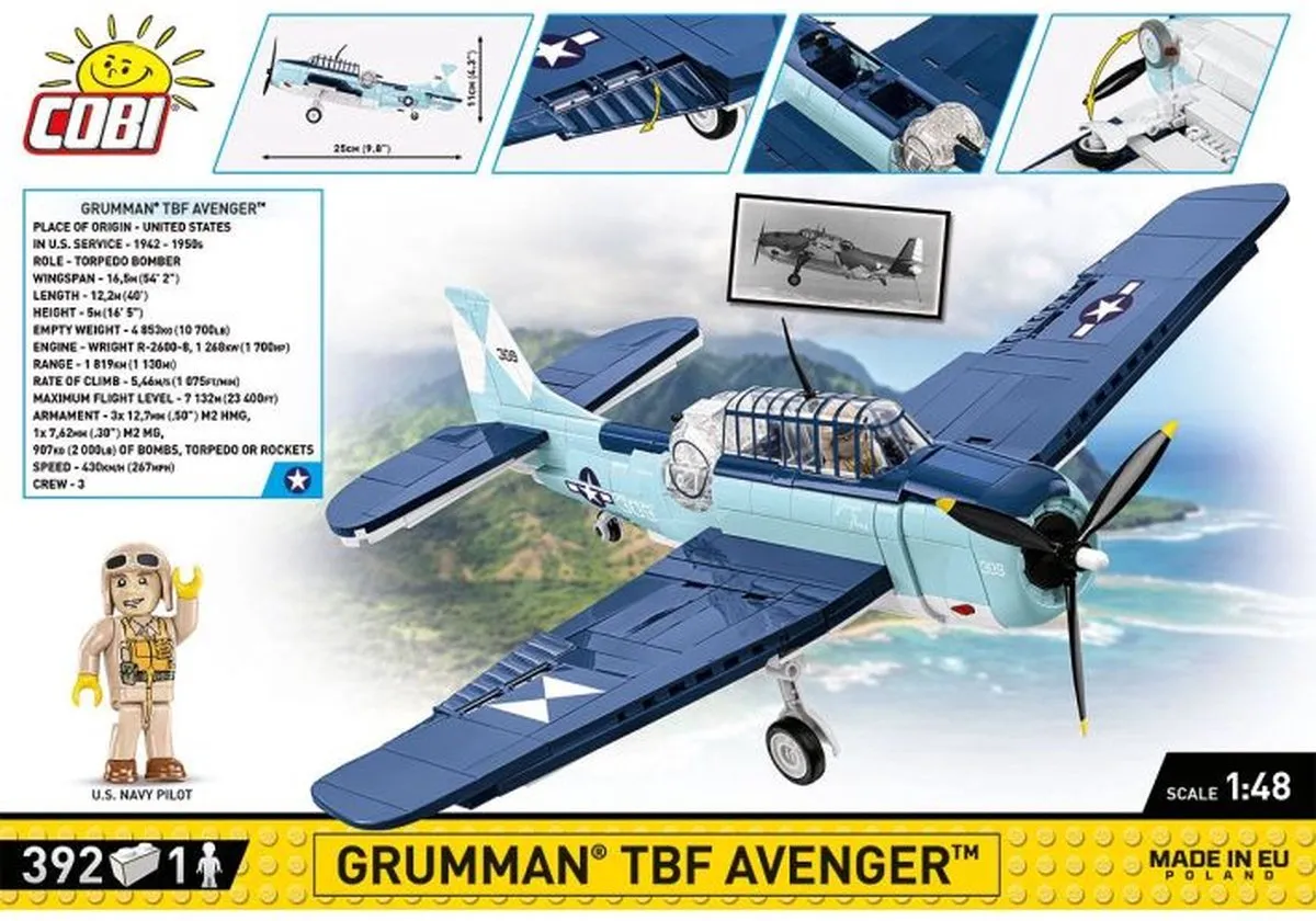 Cobi Grumman TBF Avenger Bouwset 5752 - 392 Onderdelen - Meerkleurig - afbeelding 6 van 6