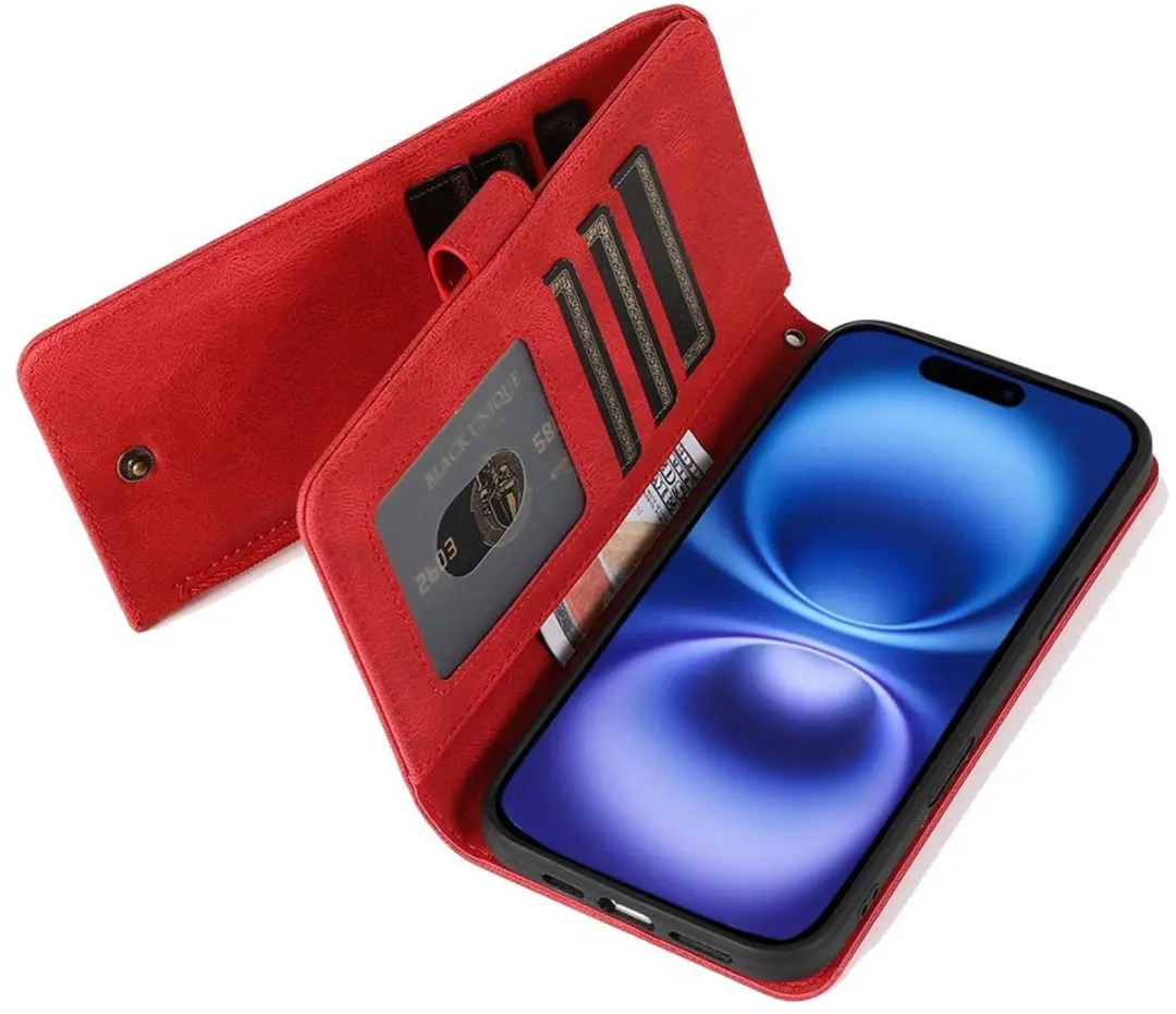 MobiQ Zacht Leren Wallet Hoesje iPhone 17