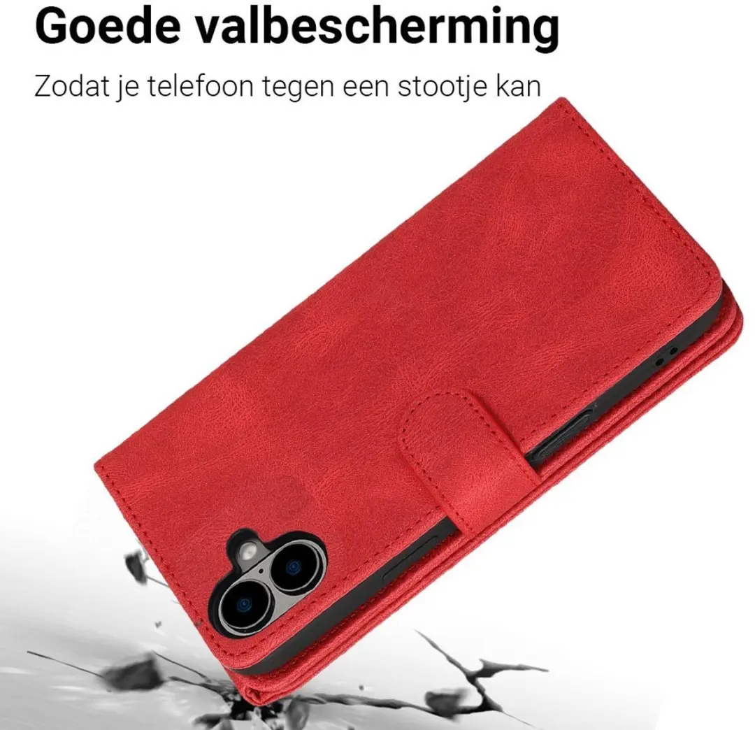 MobiQ Zacht Leren Wallet Hoesje iPhone 17 - Rood - MPN 46-01214