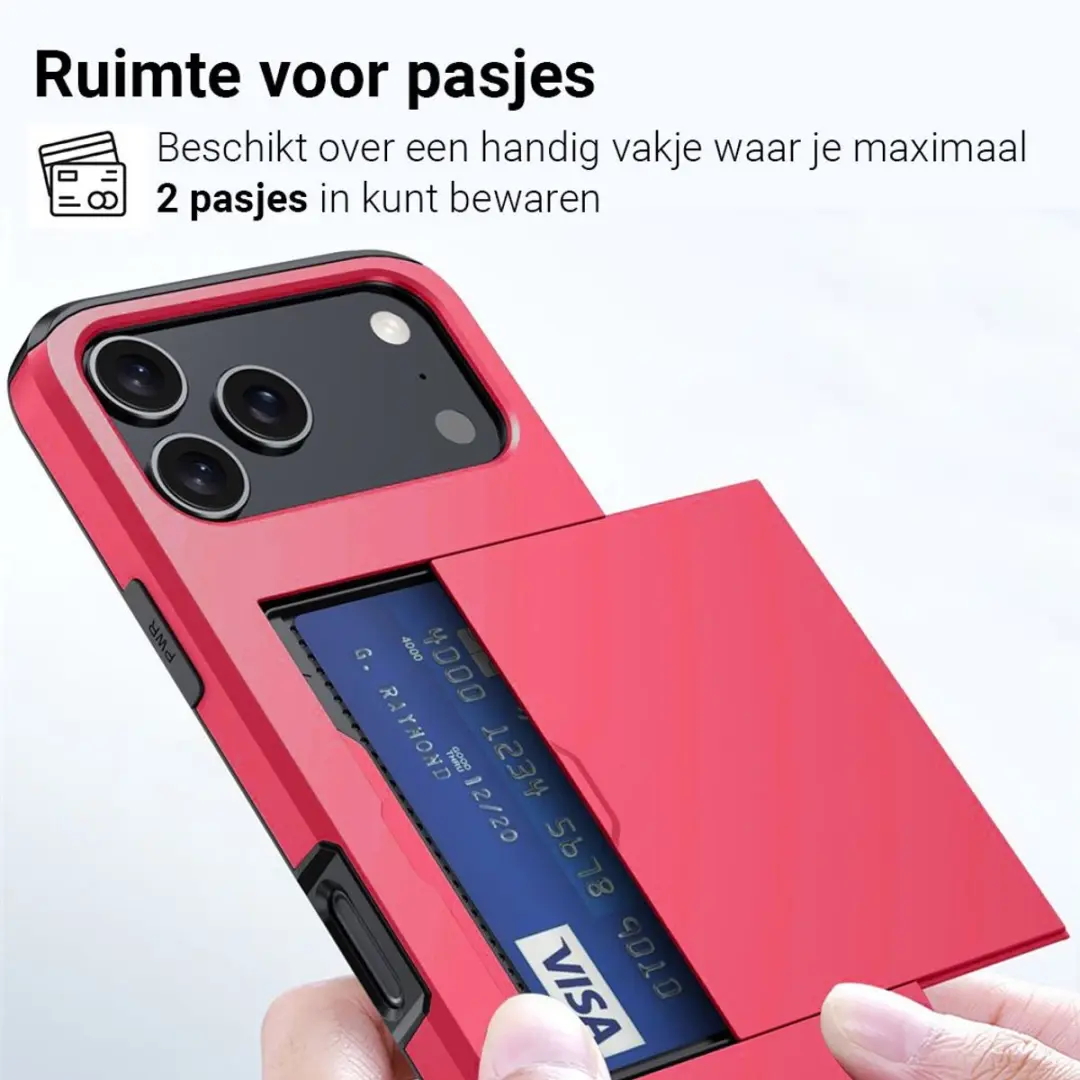 MobiQ Hybrid Card iPhone 17 Pro Hoesje - Rood - MPN 46-01133