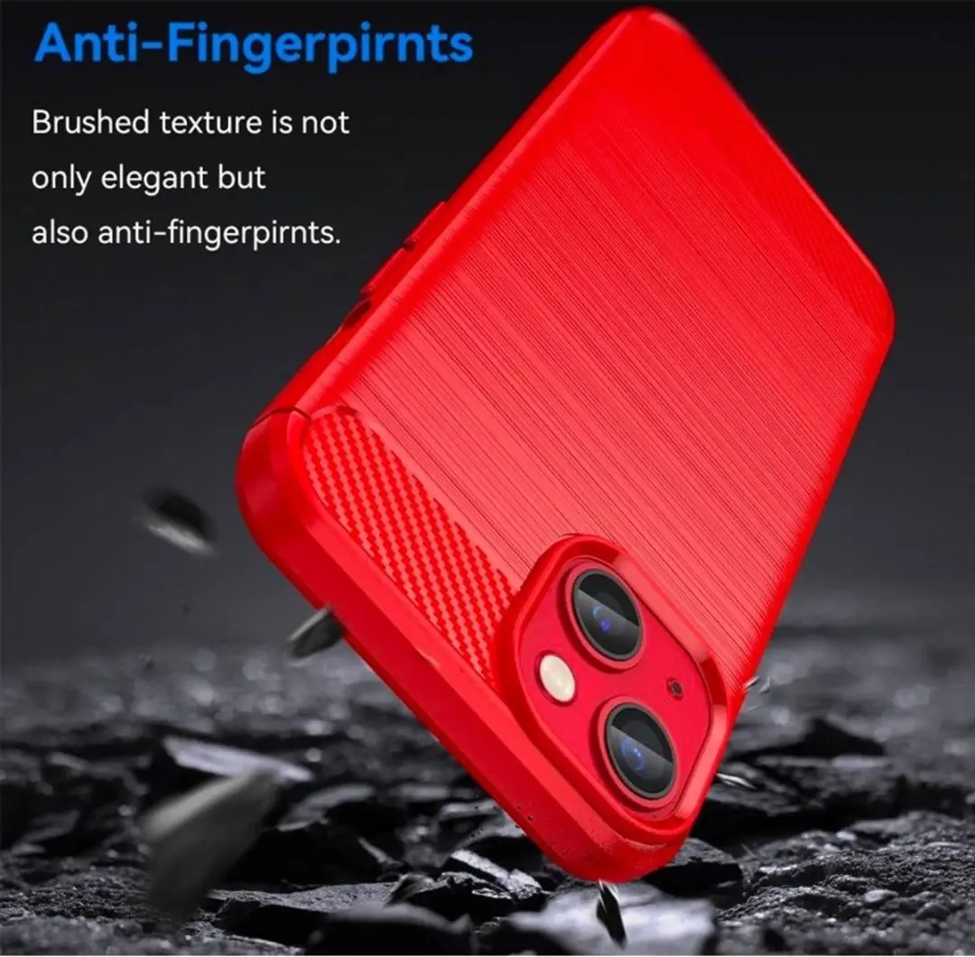 MobiQ Carbon Look Hoesje iPhone 15 - Rood - 13-02641