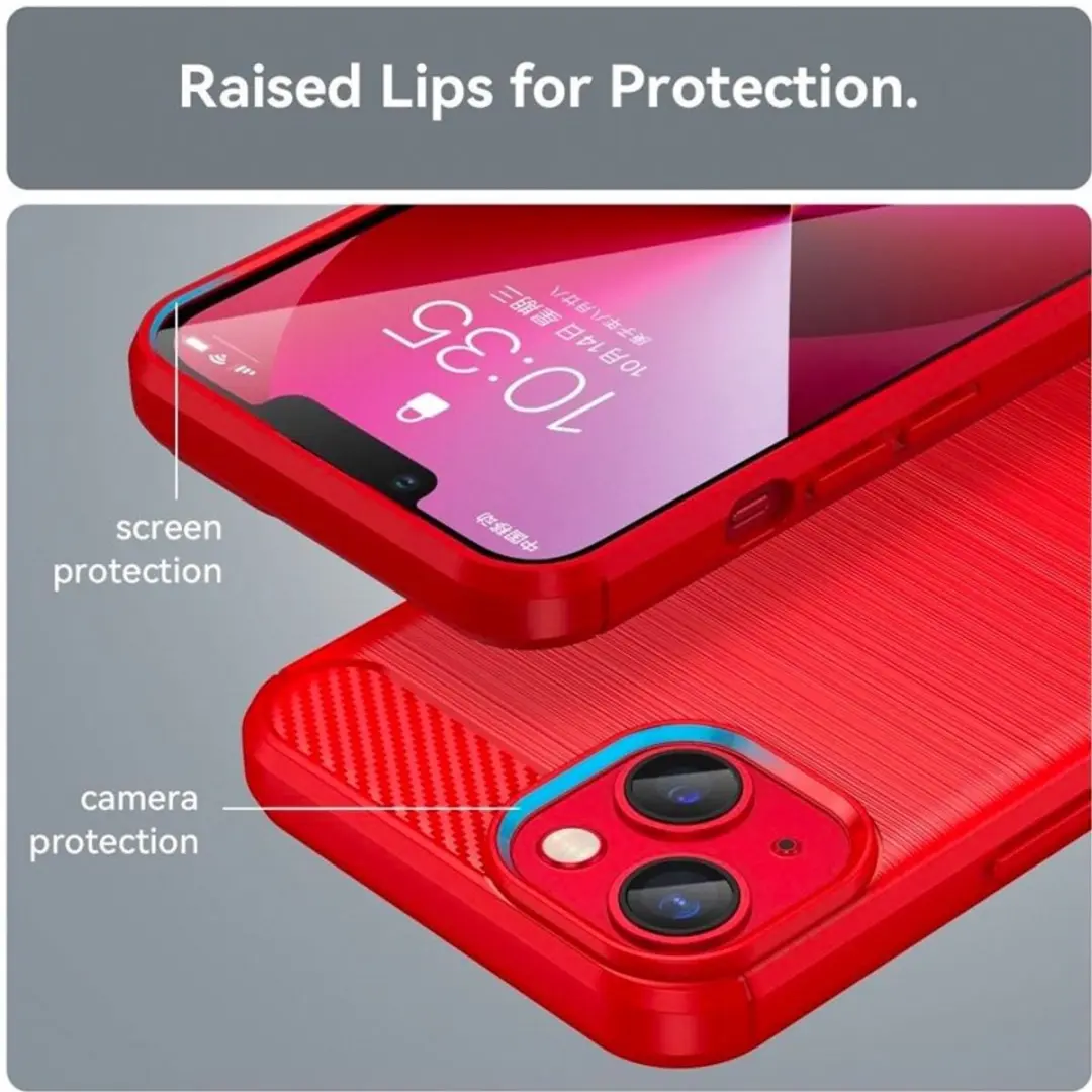 MobiQ Carbon Look Hoesje iPhone 15 - Rood - 13-02641