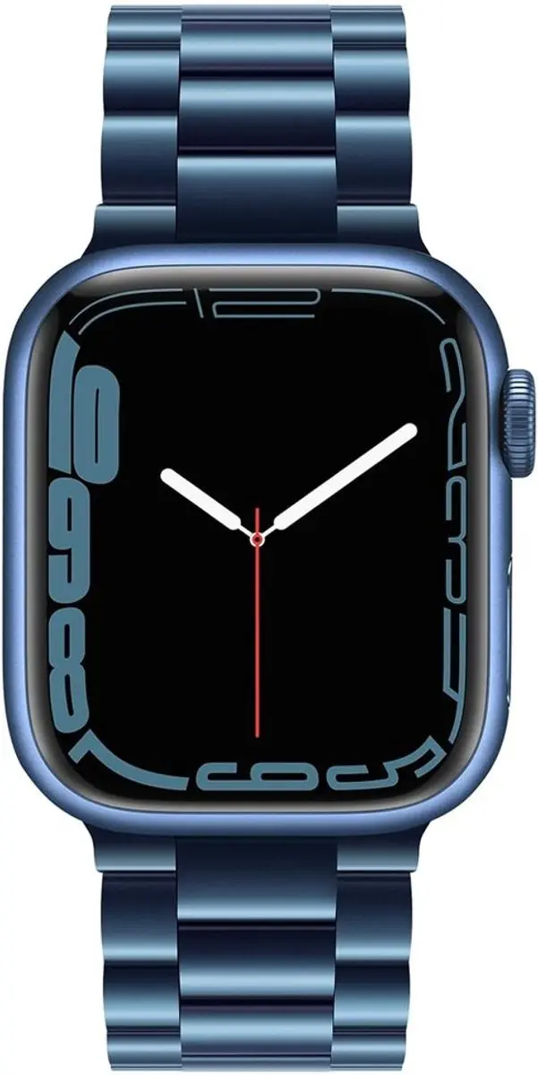 MobiQ Luxe Metalen Bandje Apple Watch 49mm - Blauw