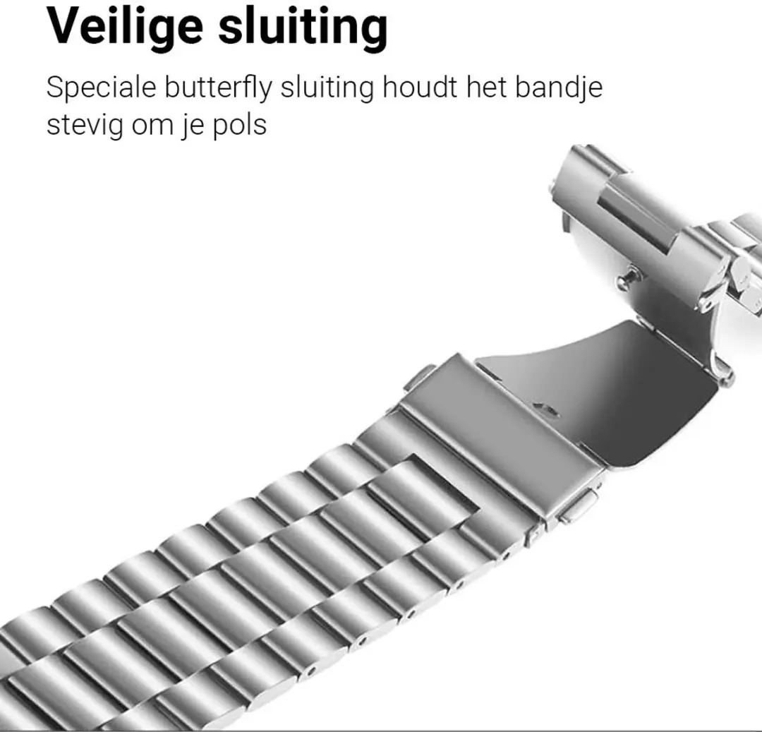 MobiQ Luxe Metalen Bandje Apple Watch Series 10 42mm - Zilver