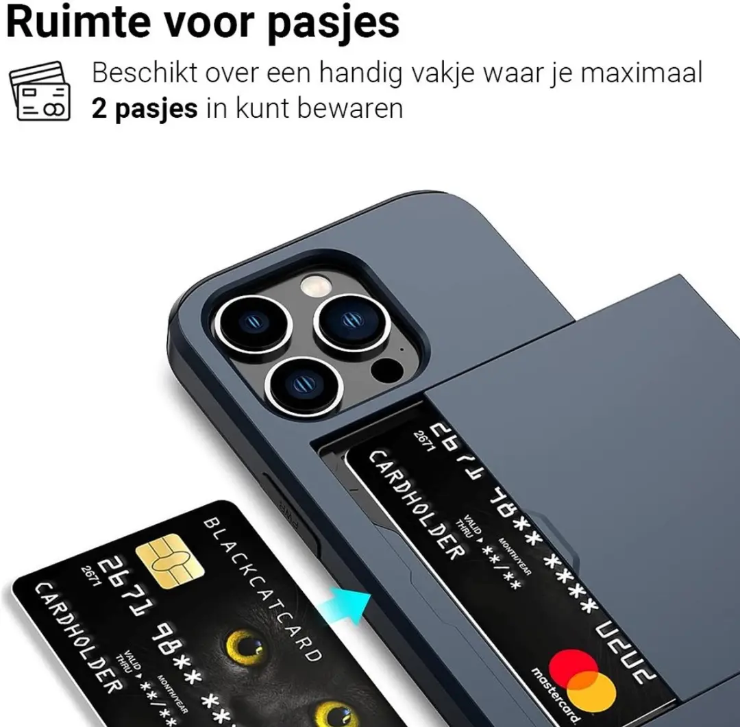 MobiQ Hoesje iPhone 15 Pro - Pashouder Blauw - MPN 13-02797