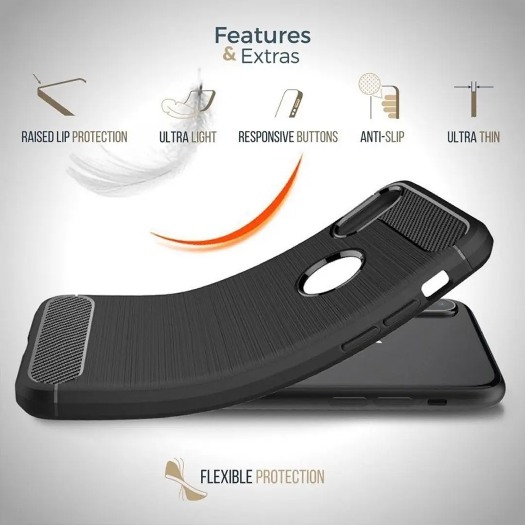 MobiQ Carbon Look Hoesje iPhone XS Max - Blauw - mobiq-15128