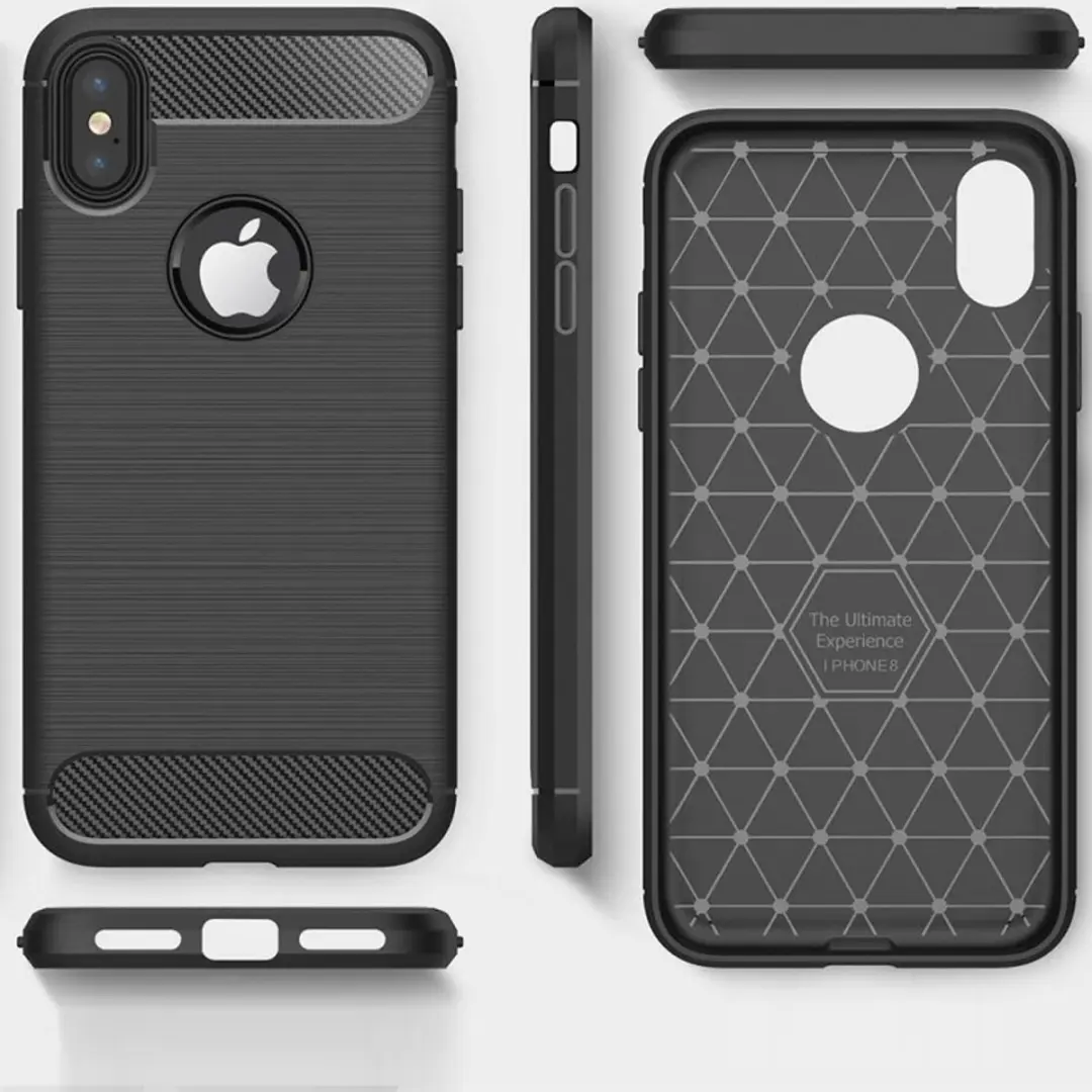 MobiQ Carbon Look Hoesje iPhone XS Max - Blauw - mobiq-15128