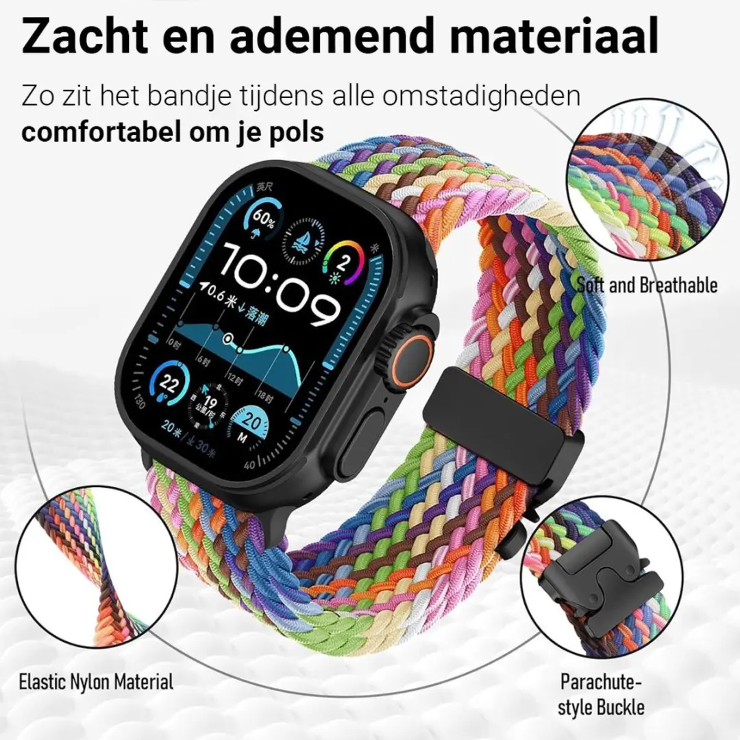 MobiQ Apple Watch Band 45mm - Regenboog
