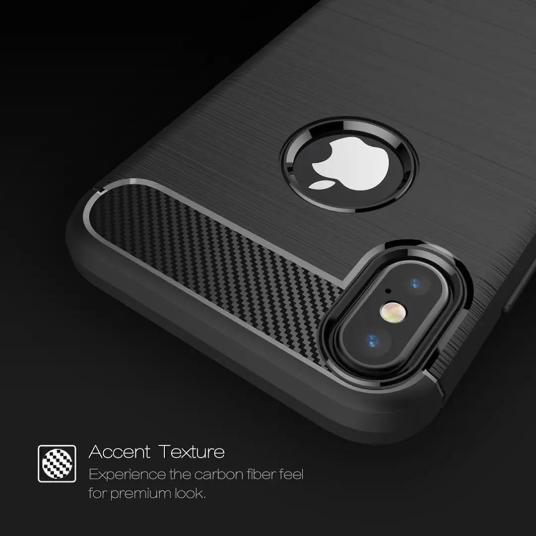 MobiQ Carbon Look Hoesje iPhone X/XS - mobiq-1540 - Zwart
