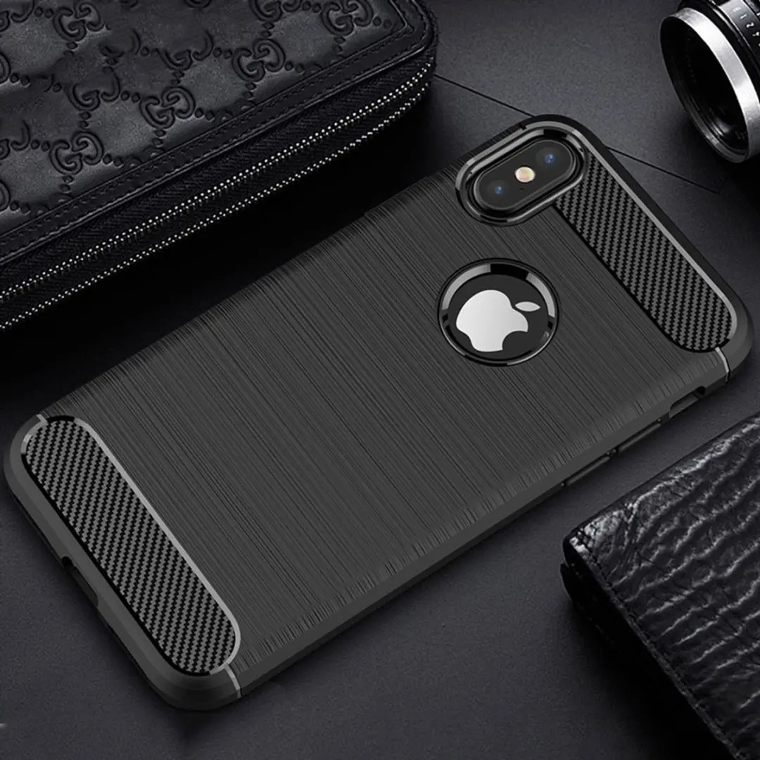 MobiQ Carbon Look Hoesje iPhone X/XS - mobiq-1540 - Zwart