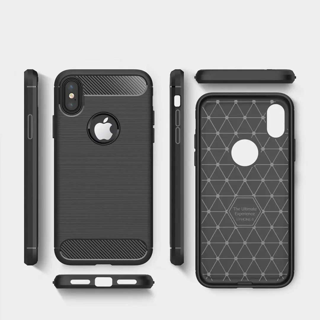 MobiQ Carbon Look Hoesje iPhone X/XS - mobiq-1540 - Zwart