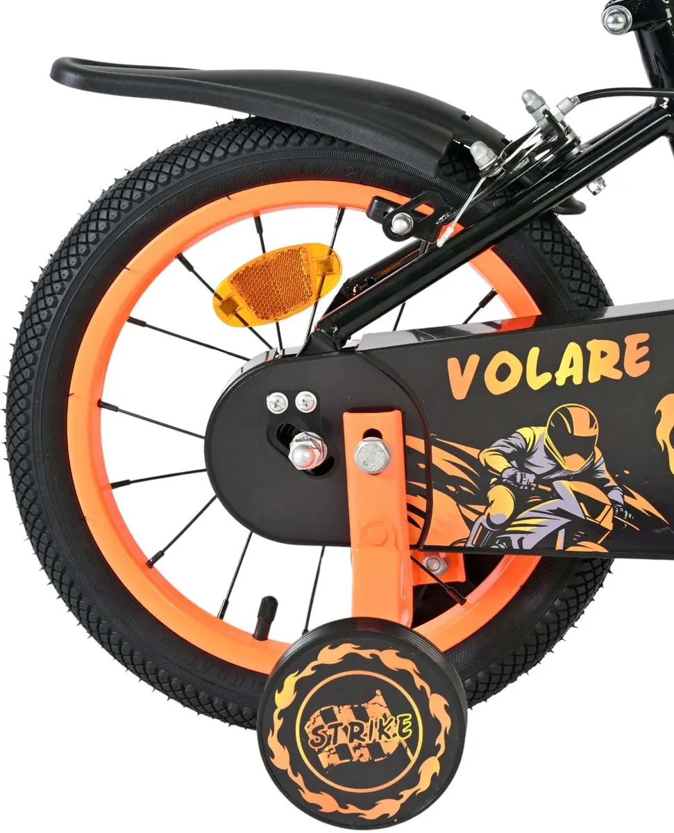 Volare Strike Kinderfiets 14" - Zwart Oranje - 1 Versnelling