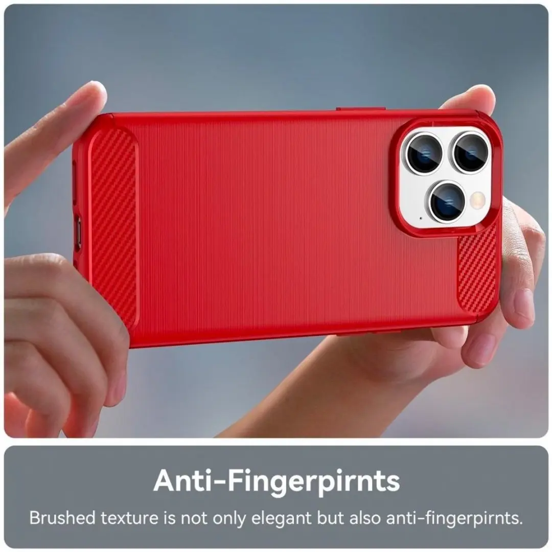 MobiQ Carbon Look Hoesje iPhone 15 Pro - Rood - 13-02779