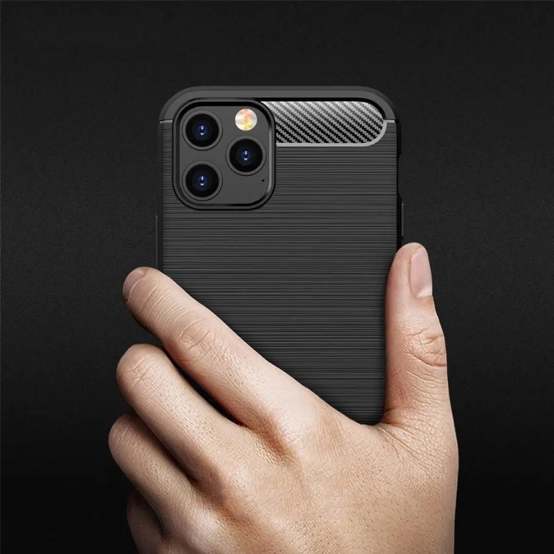 MobiQ Carbon Look Hoesje iPhone 12 Pro Max 13-00303 - Zwart