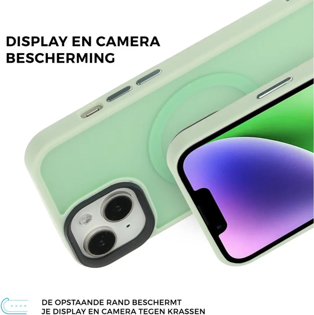 Mobiparts MP-5001693 MagSafe Hoesje - iPhone 14 Plus - Groen - met Glasbeschermer