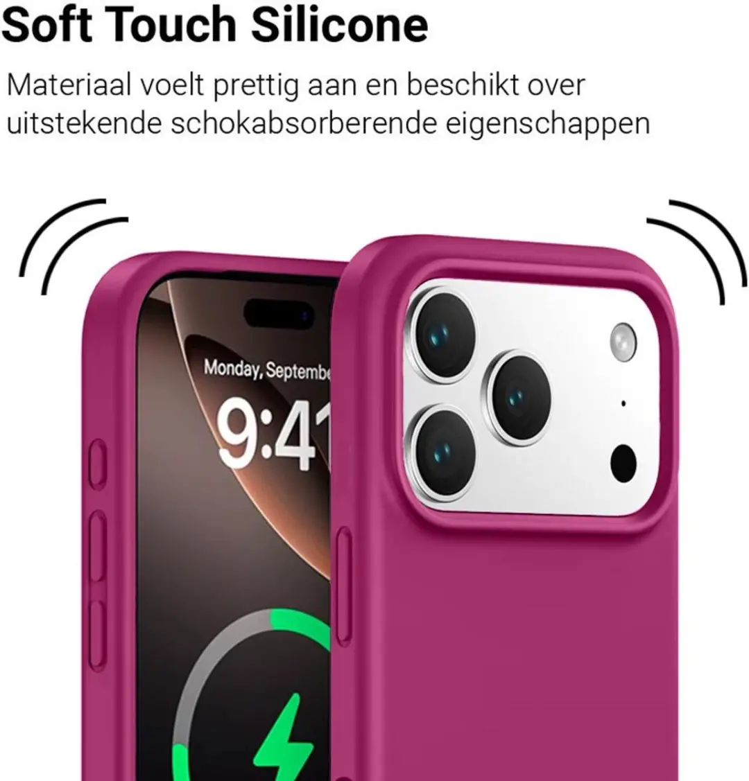 MobiQ Siliconen MagSafe Hoesje iPhone 17 Pro Max - donkerroze - MPN 46-01600