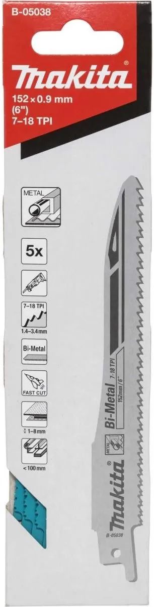 Makita B-05038 Reciprozaagblad - Metaal/Kunststof - 5 Stuks