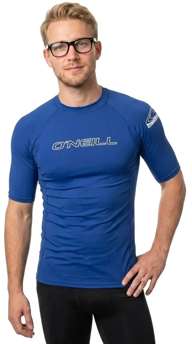 O'Neill Basic Skins S/S Crew Surfshirt - L - Blauw/Wit