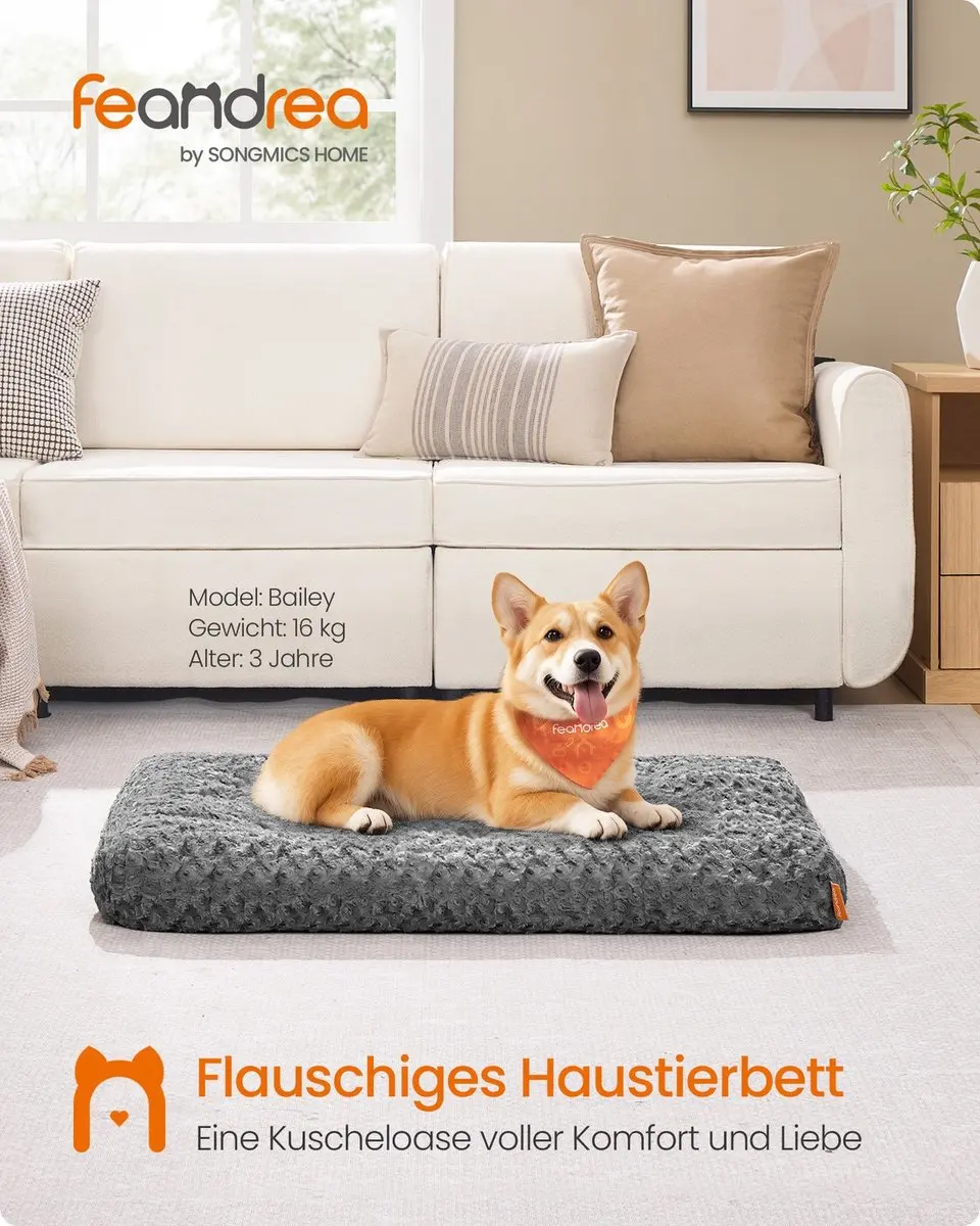 Songmics Hondenbed 95x60cm - Leigrijs