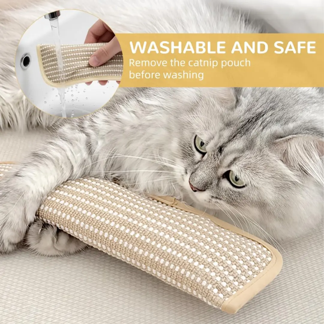 ECTEATOY Kattenkruid Kussen - 34x9,5cm - Beige/Wit - afbeelding 6 van 6