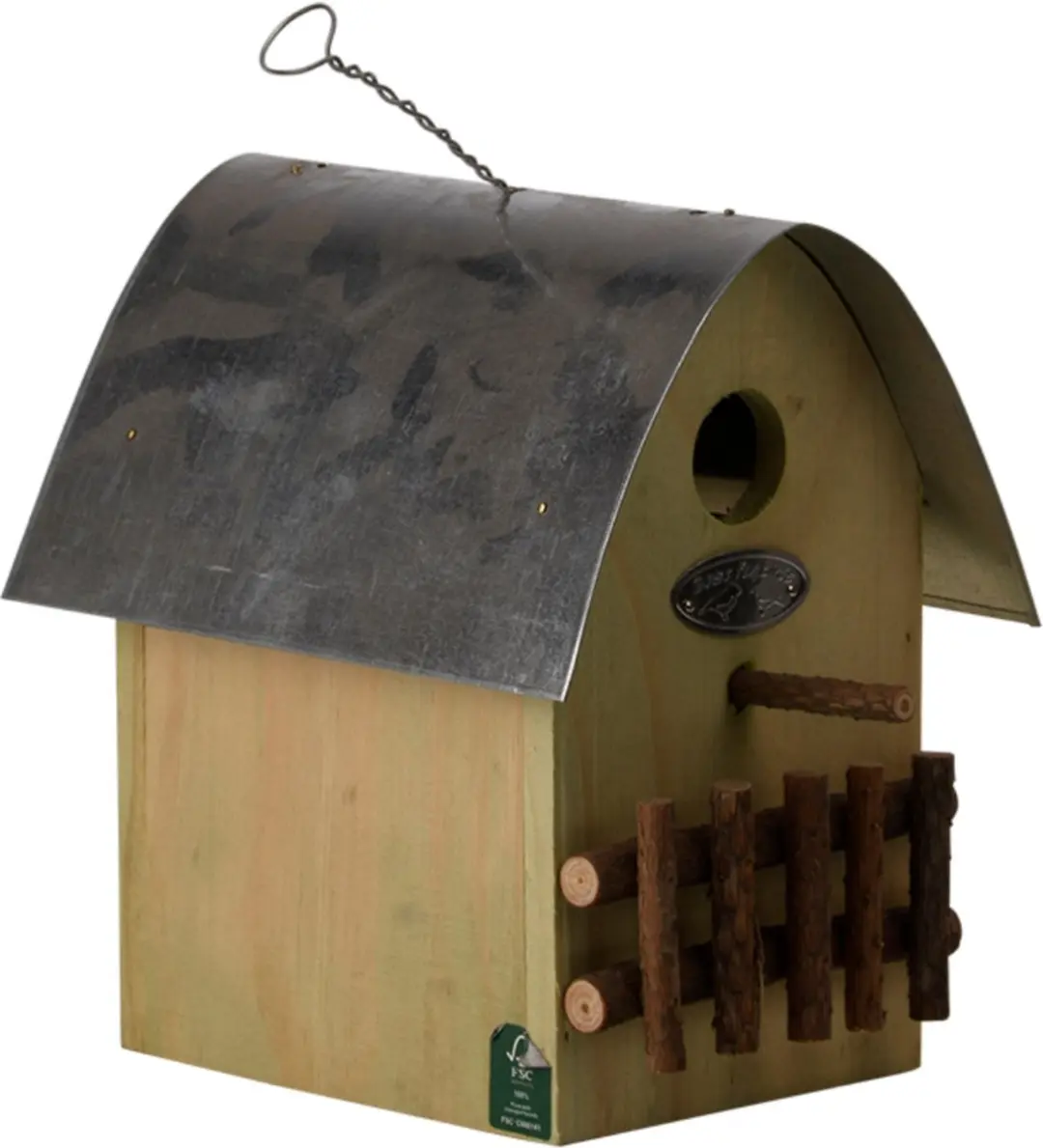 Esschert Design Vogelhuisje - Hangend - 18x14x21cm - Rood - afbeelding 6 van 6