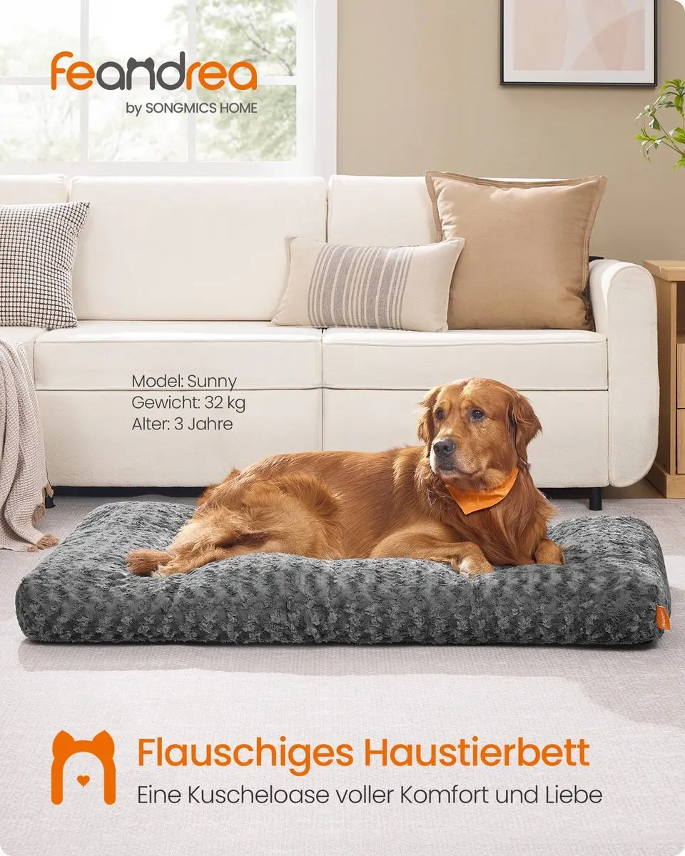 Songmics Hondenbed 122x74cm - Leigrijs - afbeelding 2 van 6