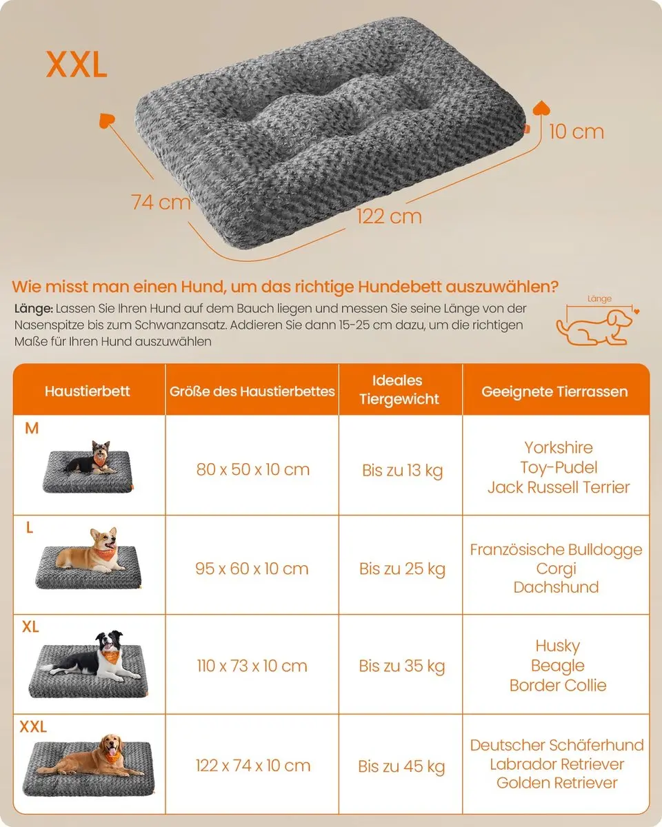 Songmics Hondenbed 122x74cm - Leigrijs - afbeelding 6 van 6