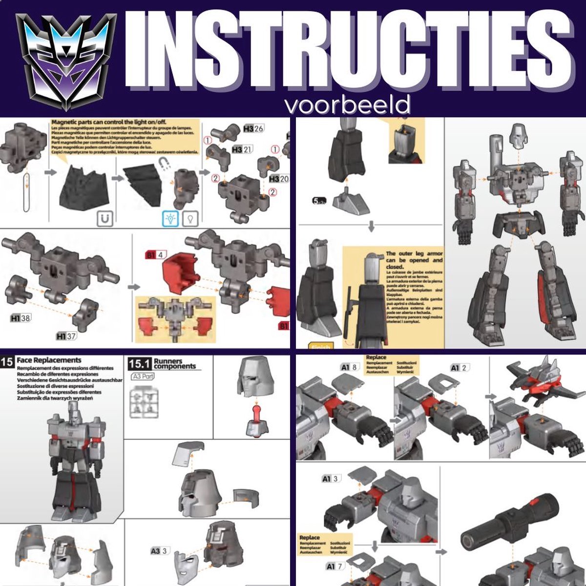 Blokees - Transformers G1 Megatron Action Figure Edition | Age of the Primes | Decepticons modelbouw | Action figure model kit | Speelgoed robot bouwpakketten voor volwassenen & kinderen | War for Cybertron