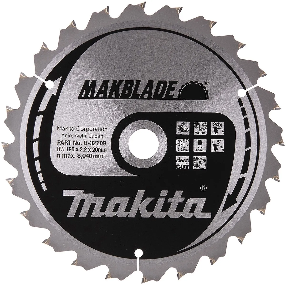 Makita B-32708 Afkortzaagblad Hout 190mm 24T