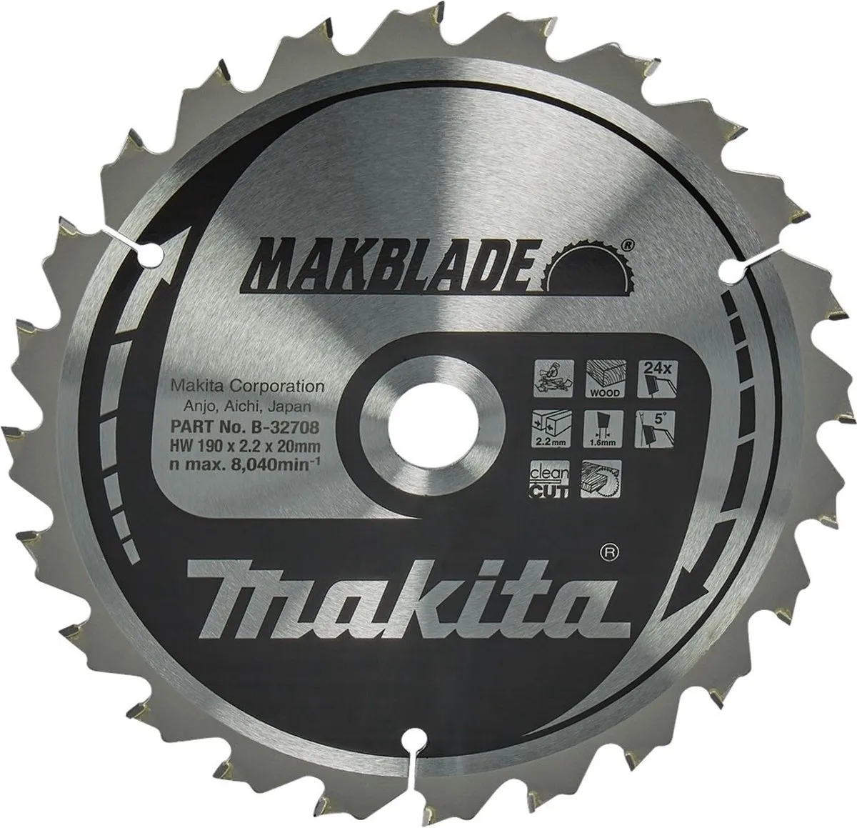 Makita B-32708 Afkortzaagblad Hout 190mm 24T
