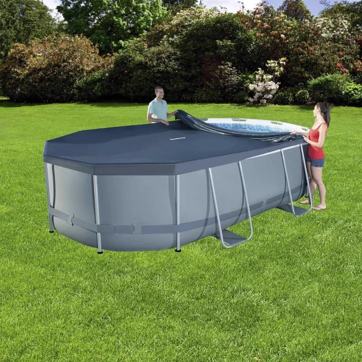 Bestway Afdekzeil Ovaal 58425 - 427x250cm Zwart