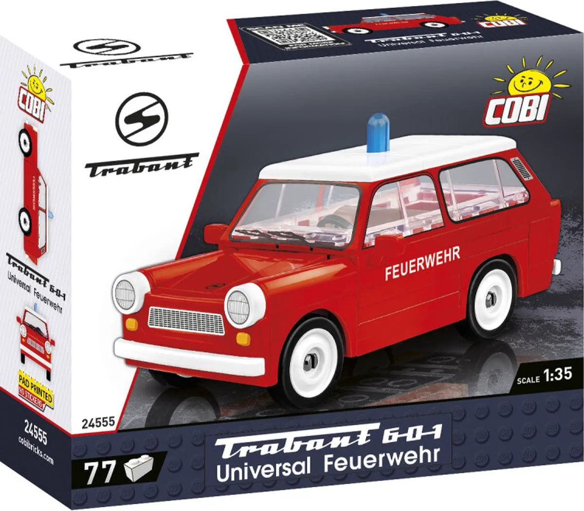 Cobi Trabant 601 Brandweerwagen - 77 Onderdelen - Meerkleurig