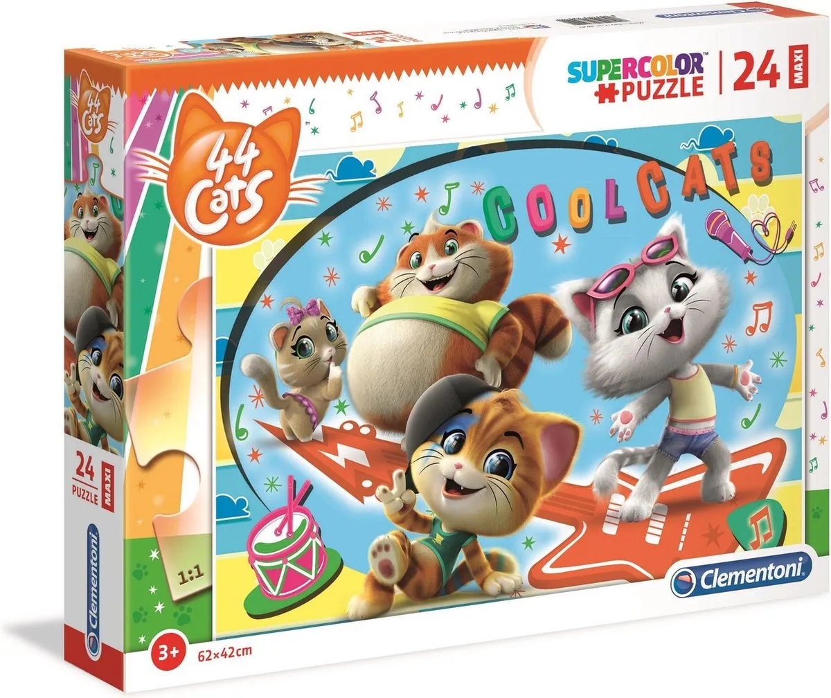 Clementoni Legpuzzel Maxi Cool Cats 24 Stuks - 24 Puzzeldelen - afbeelding 3 van 3