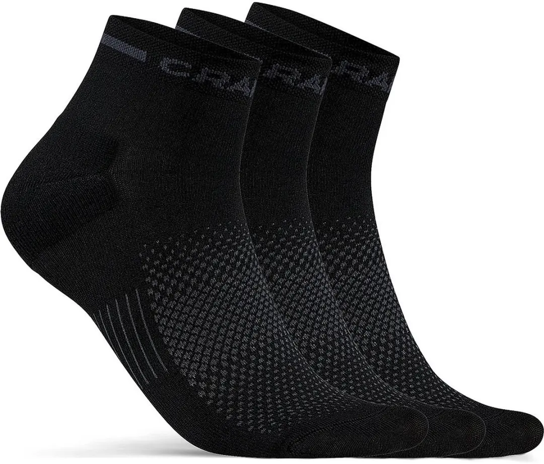 Craft Core Dry Mid Socks 3-Pack - Zwart