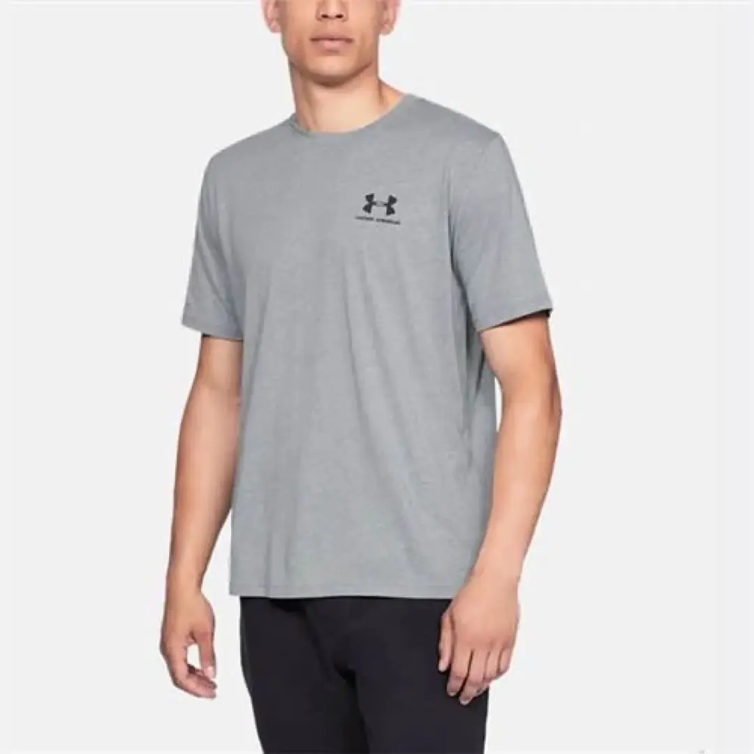 Under Armour UA M SPORTSTYLE LC SS-GRY Heren Sportshirt - L - Steel Light Heather/Zwart