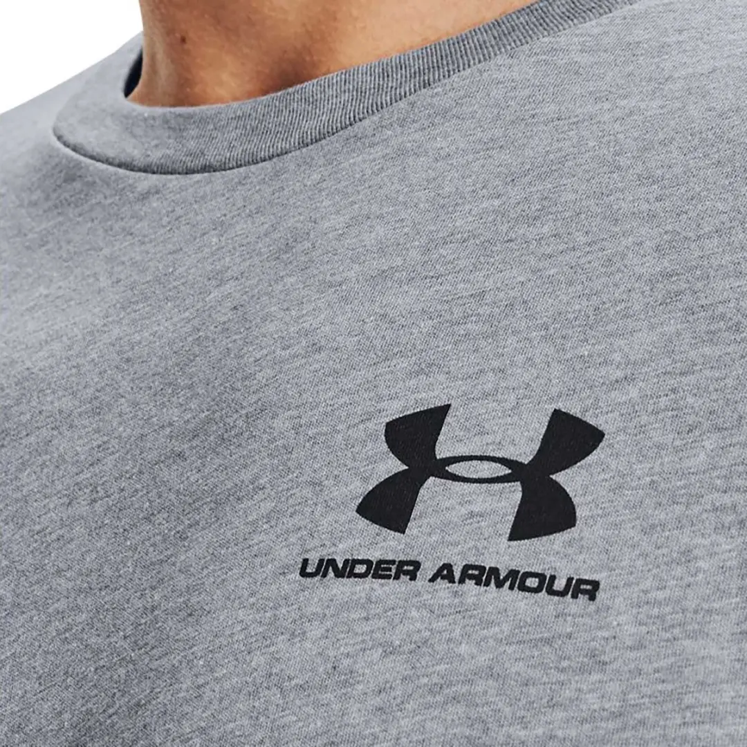 Under Armour UA M SPORTSTYLE LC SS-GRY Heren Sportshirt - L - Steel Light Heather/Zwart
