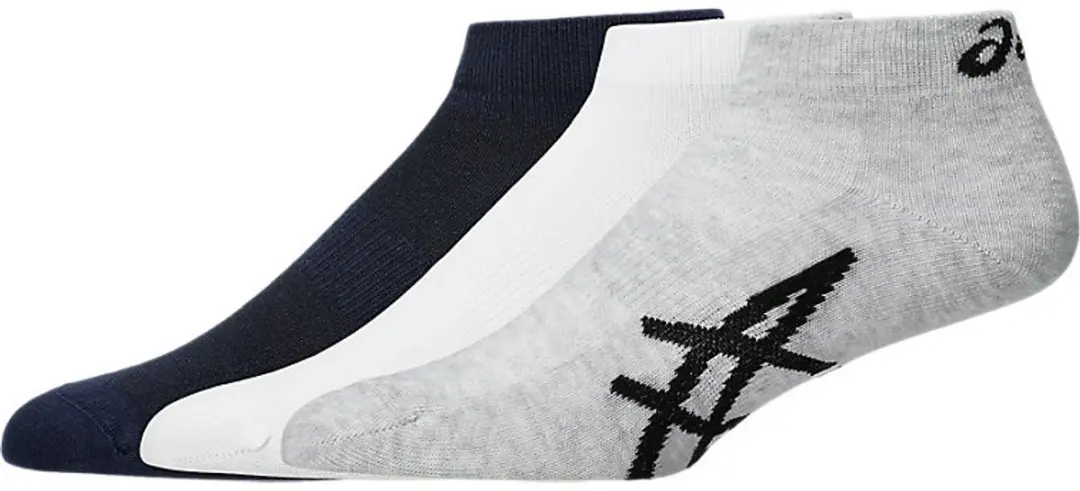 ASICS Lightweight Ped Sokken - 3 Stuks - Wit/Grijs/Zwart
