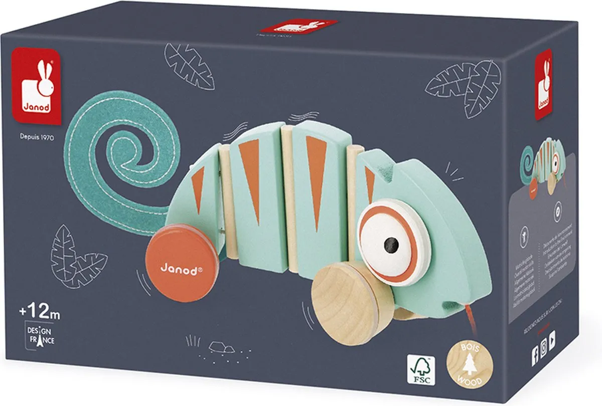 Janod Tropik Trekfiguur Kameleon - Blauw/Oranje