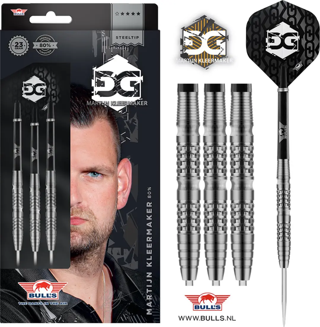 Bull's Martijn Kleermaker Darts - 80% 24g - 3 Stuks - Zilver