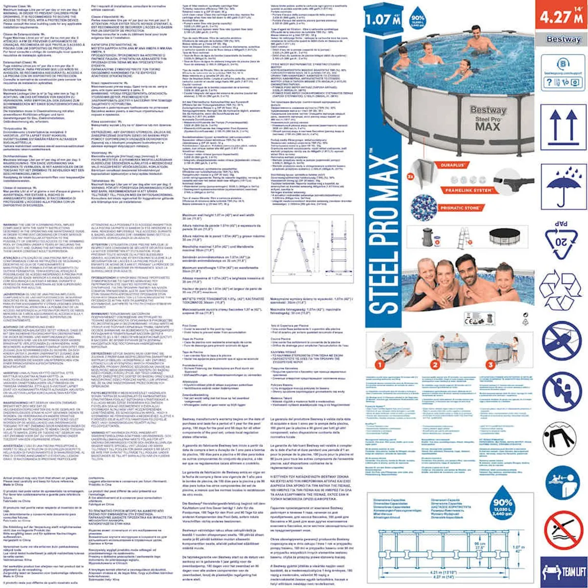 Bestway Steel Pro MAX Zwembadset 427cm - Blauw