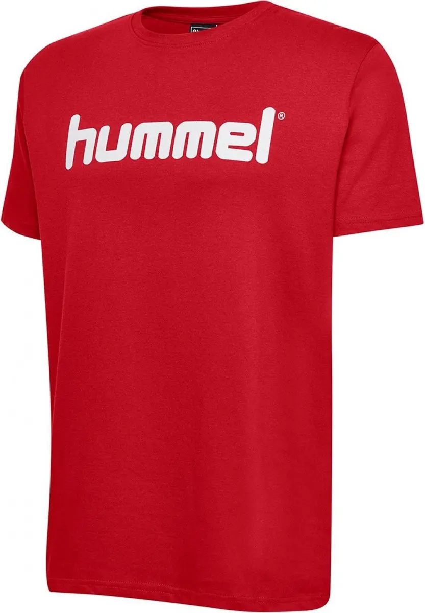 Hummel Go Cotton Logo Shirt Heren - Maat L - Rood/Wit