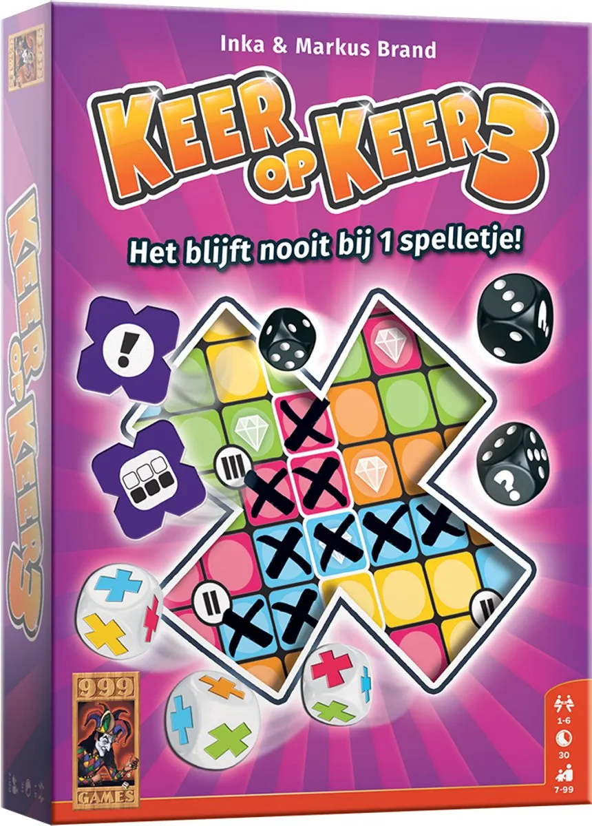 999 Games Keer op Keer 3 Gezelschapsspel - 60 X-fiches - Multi