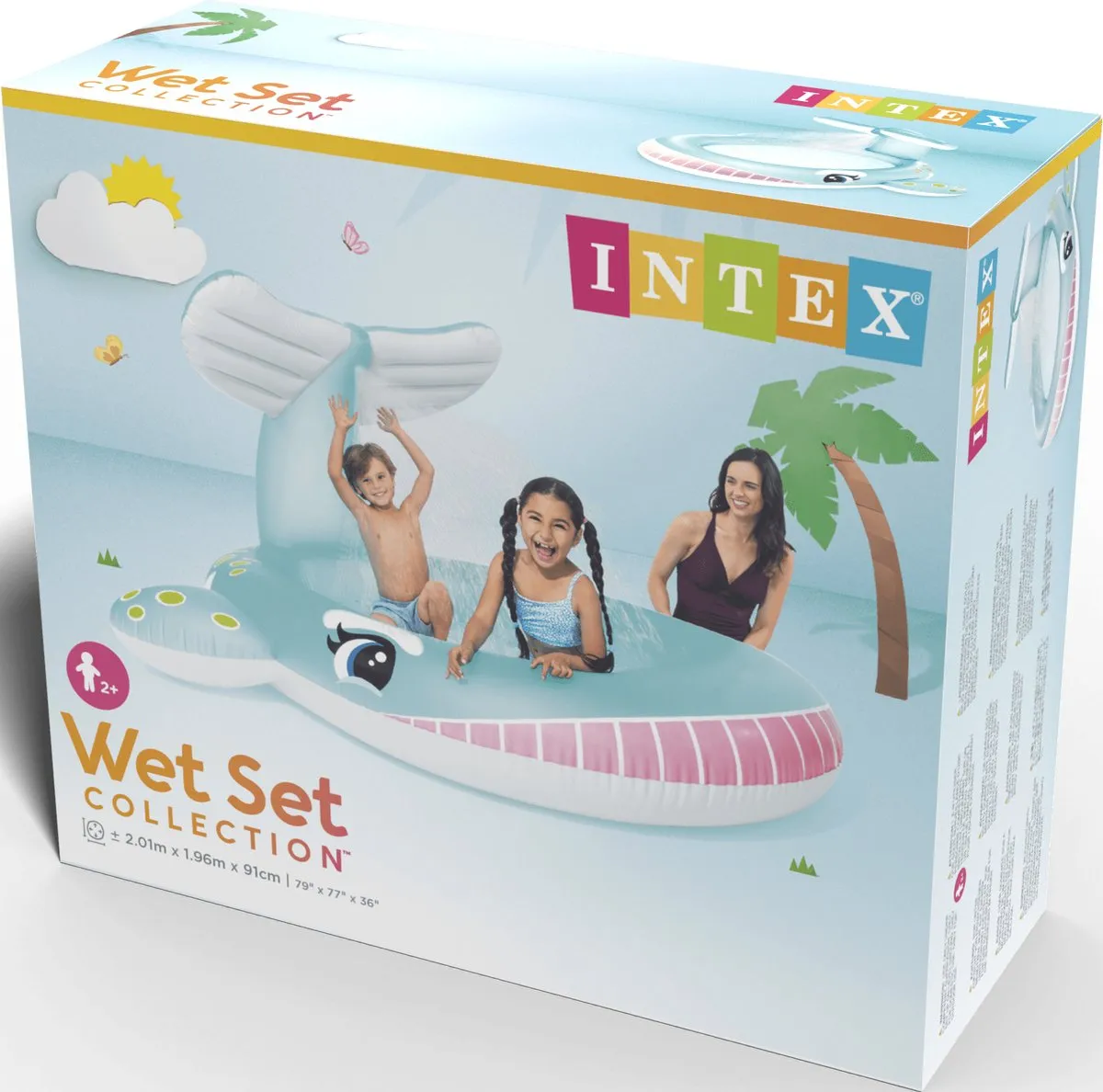 Intex Whale Spray Opblaaszwembad 201x196cm - 200L - Blauw