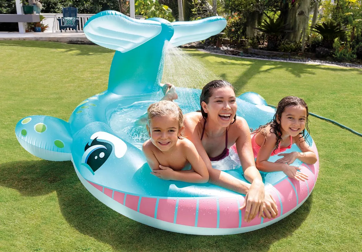 Intex Whale Spray Opblaaszwembad 201x196cm - 200L - Blauw