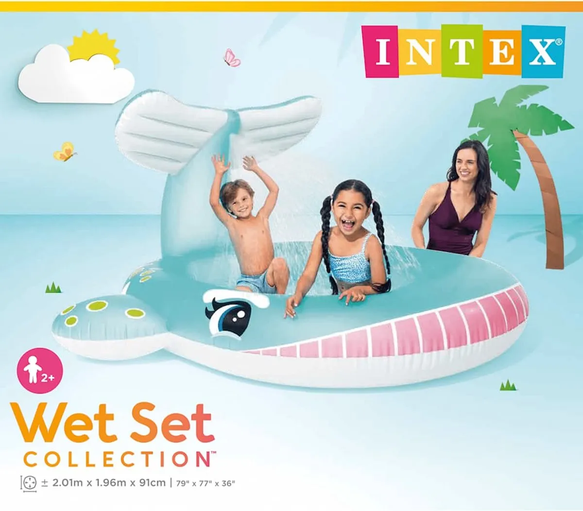 Intex Whale Spray Opblaaszwembad 201x196cm - 200L - Blauw - afbeelding 6 van 6