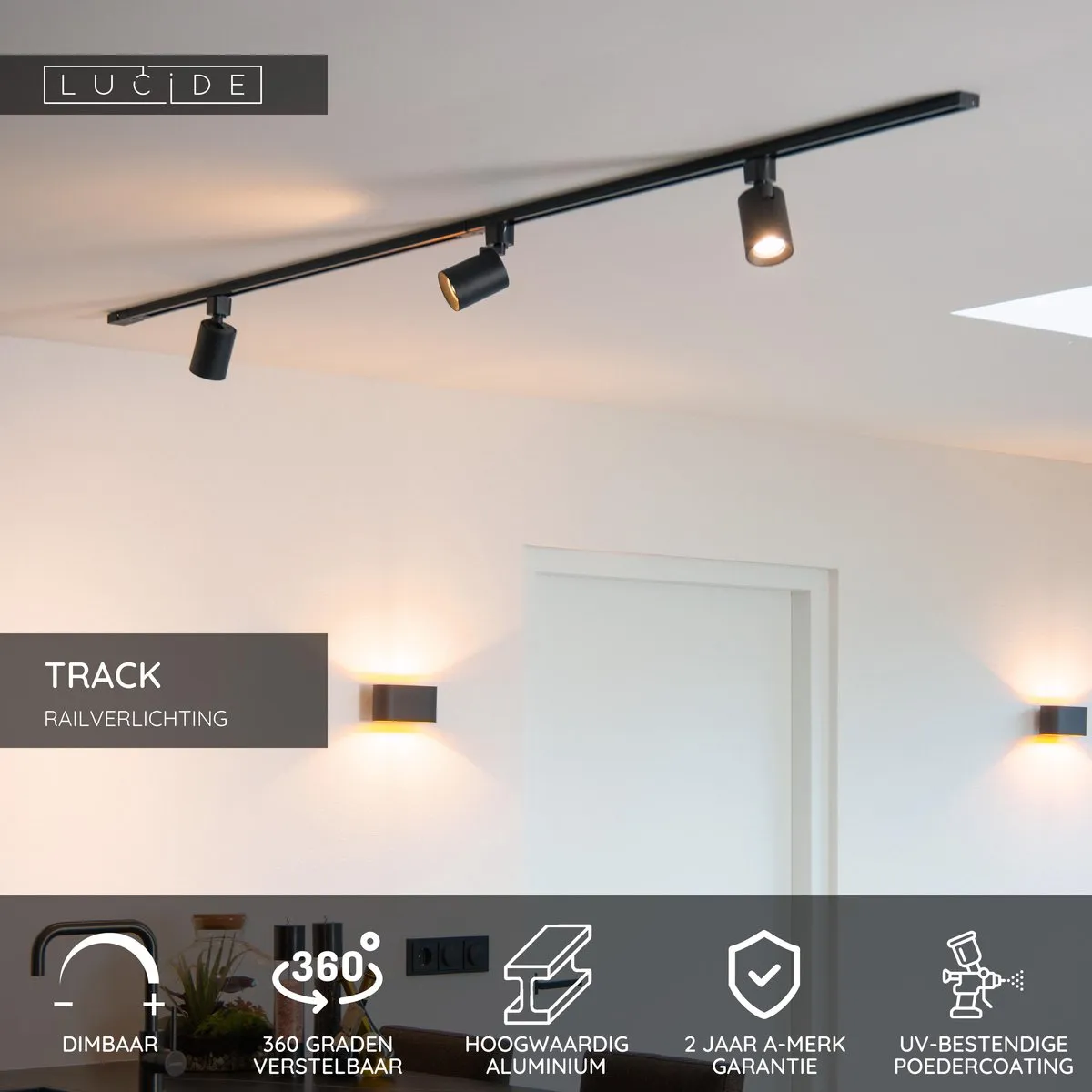 Lucide Track Nigel Railspot 1-fase - 1xGU10 Zwart