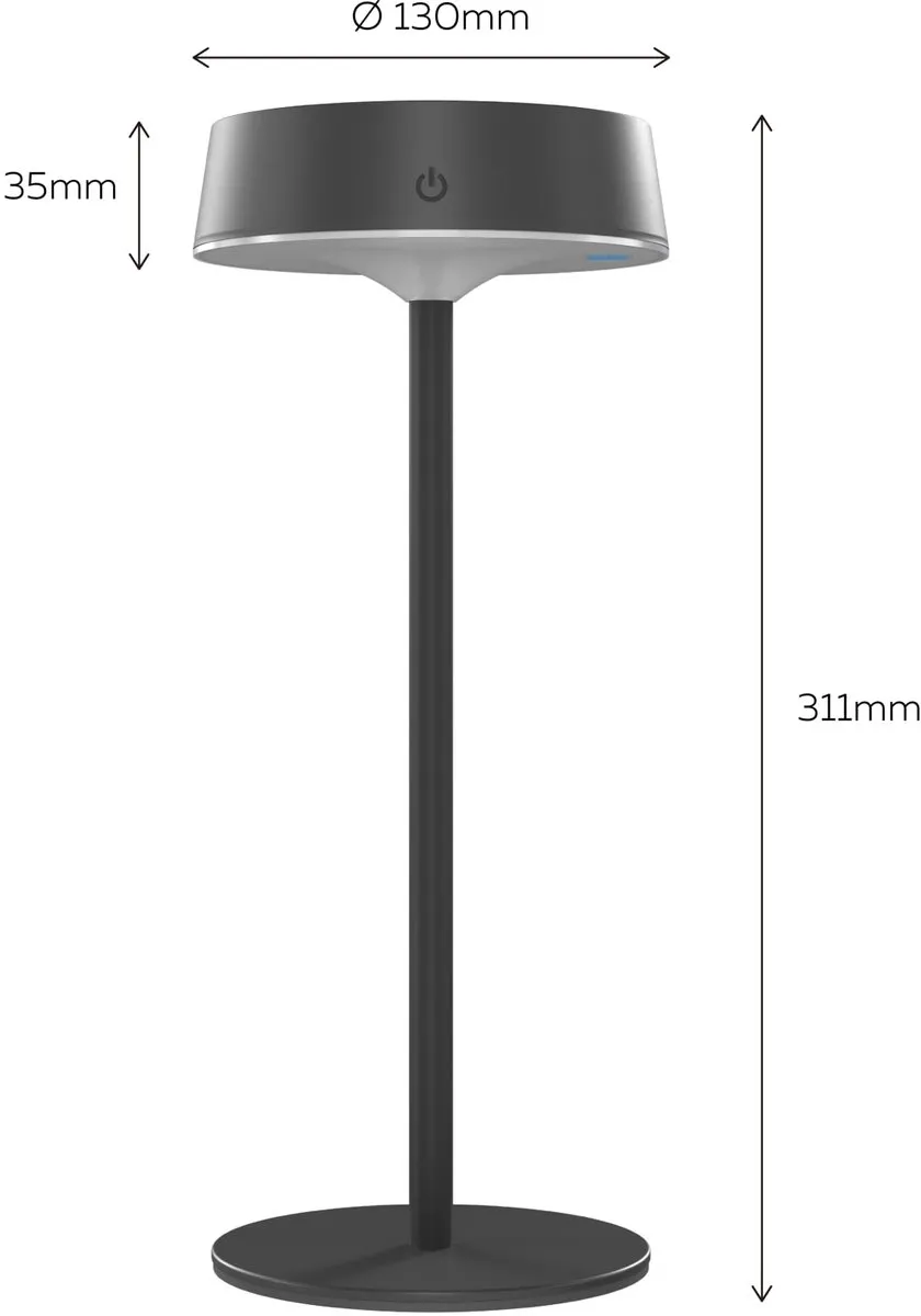Calex Parma Solar Tafellamp - Zwart - 2700K - afbeelding 6 van 6
