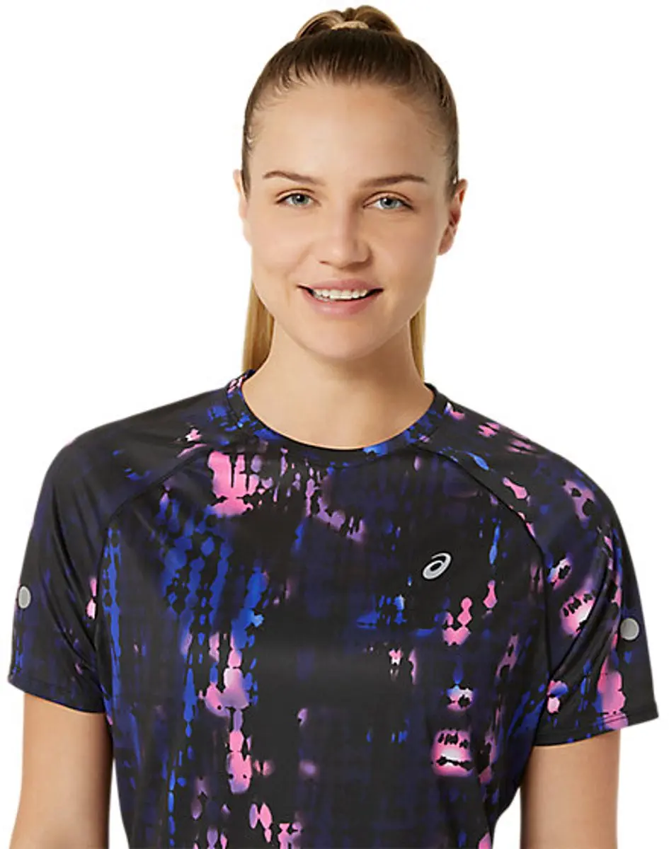 ASICS Road Lite Sportshirt Dames - XL - Zwart/Paars