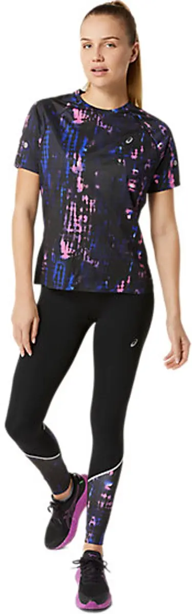 ASICS Road Lite Sportshirt Dames - XL - Zwart/Paars - afbeelding 6 van 6